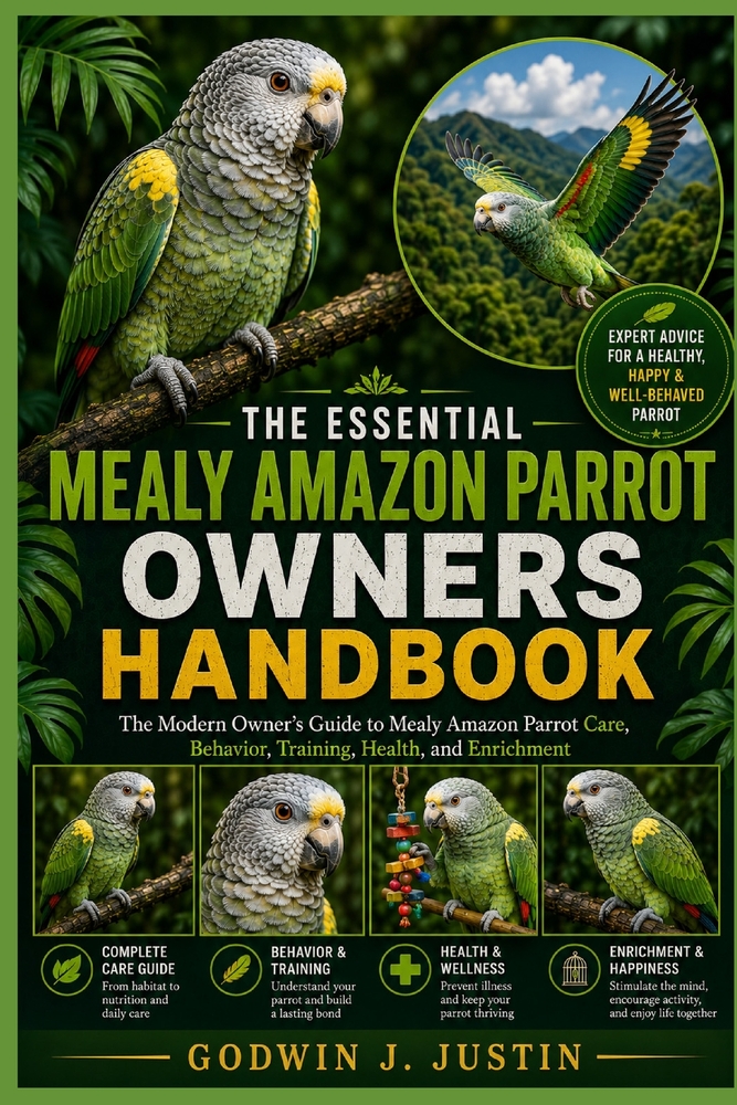 The Essential Mealy Amazon Parrot Owners Handbook: The Modern Owner's Guide to Mealy Amazon Parrot Care, Behavior, Training, Health, and Enrichment cover