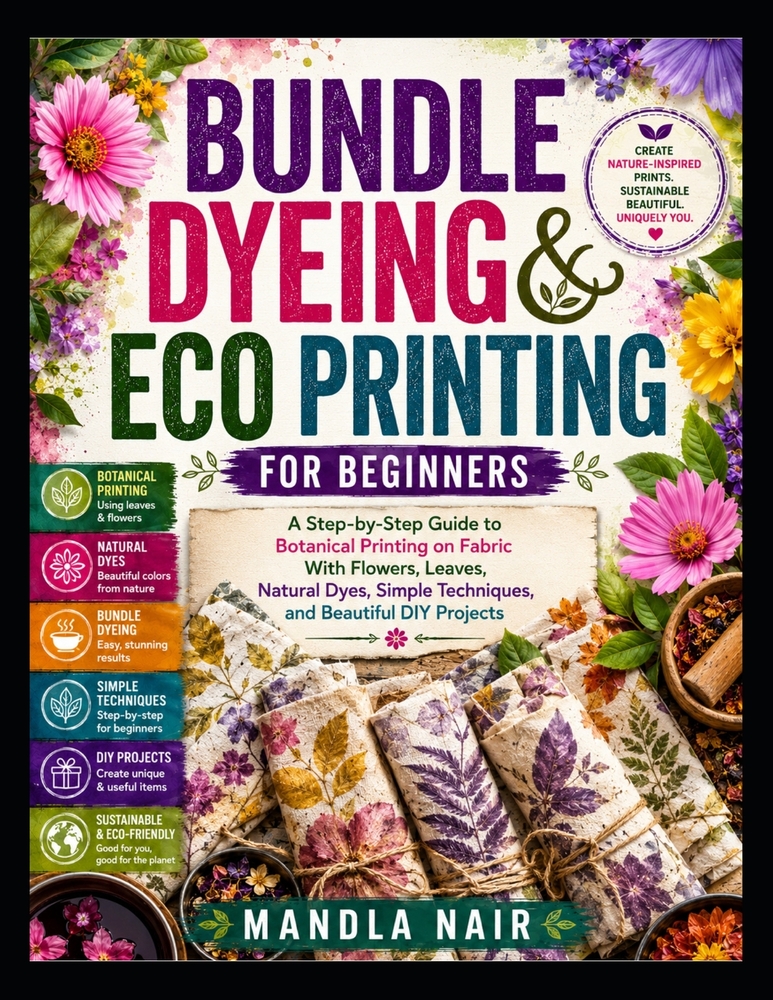 Bundle Dyeing & Eco Printing for Beginners: A Step-by-Step Guide to Botanical Printing on Fabric With Flowers, Leaves, Natural Dyes, Simple Techniques cover