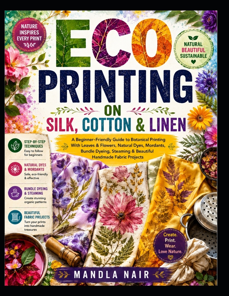 Eco Printing on Silk, Cotton & Linen: A Beginner-Friendly Guide to Botanical Printing With Leaves & Flowers, Natural Dyes, Mordants, Bundle Dyeing, St cover