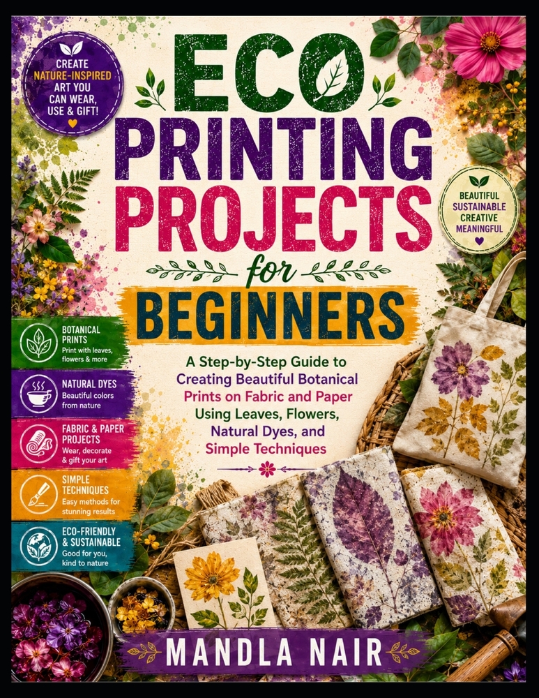 Eco Printing Projects for Beginners: A Step-by-Step Guide to Creating Beautiful Botanical Prints on Fabric and Paper Using Leaves, Flowers, Natural Dy cover