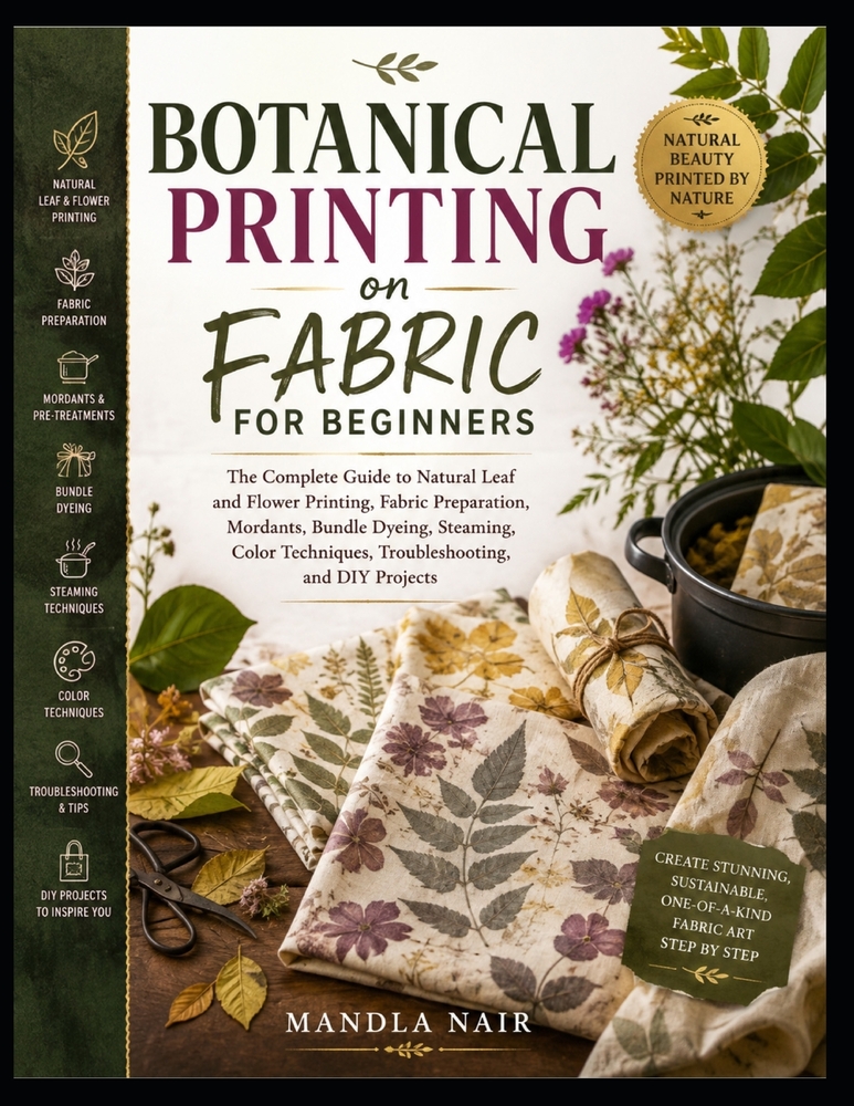 Botanical Printing on Fabric for Beginners: A Complete Guide to Leaf & Flower Printing, Natural Dyes, Bundle Dyeing & Beautiful Fabric Projects cover