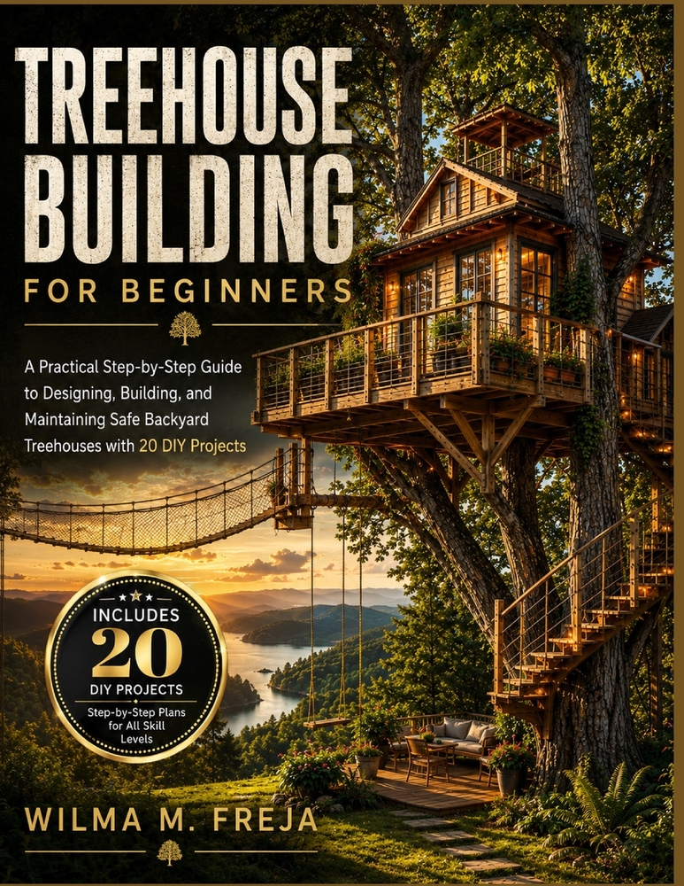 Treehouse Building for Beginners: A Practical Step-by-Step Guide to Designing, Building, and Maintaining Safe Backyard Treehouses with 20 DIY Projects cover