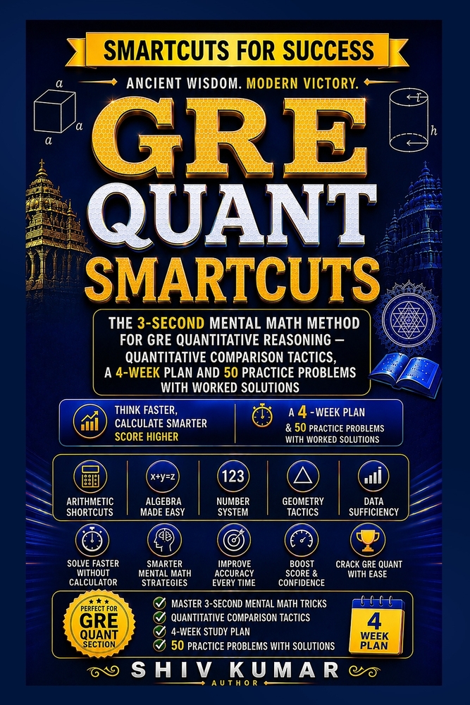GRE Quant Smartcuts: Mental Math Shortcuts That Beat the GRE Clock - Quantitative Comparison Tactics, a 4-Week Plan and 50 Practice Problems With Work cover