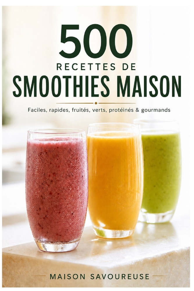 500 Recettes de Smoothies Maison: Faciles, rapides, fruités, verts, protéinés & gourmands - Le guide complet du blender, des ingrédients, textures et cover