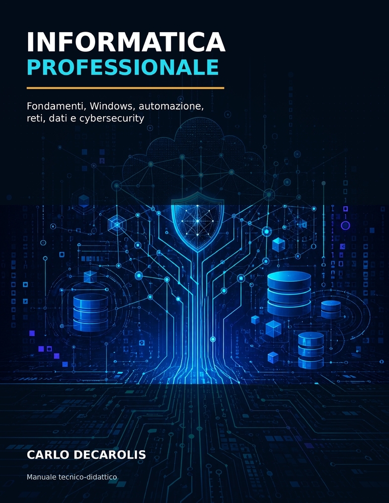 Informatica Professionale: Fondamenti, Windows, automazione, reti, dati e cybersecurity cover
