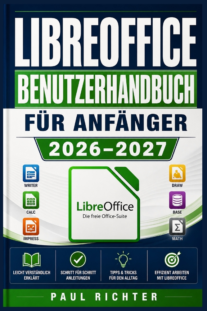 Libreoffice Benutzerhandbuch Für Anfänger 2026-2027: Schritt-für-Schritt in die kostenlose Textverarbeitung, Tabellenkalkulation und Präsentationssoft cover