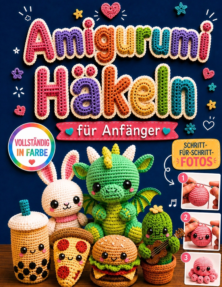 Amigurumi häkeln für Anfänger: Ganz ohne Frust zu süßen Kuscheltieren, auch wenn du noch nie eine Häkelnadel in der Hand hattest Einfache Anleitungen, cover