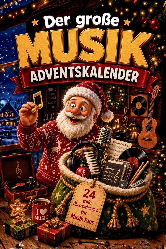 Der große Musik-Adventskalender: Buch-Adventskalender mit 24 Türchen zum Lesen und Knobeln als Geschenk für Musiker cover