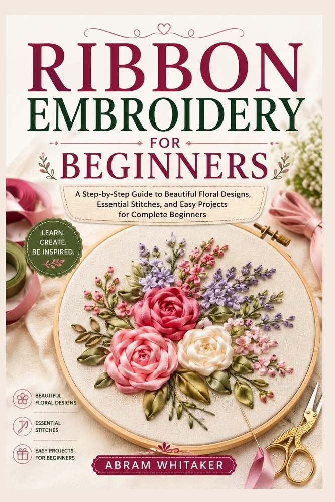 Ribbon Embroidery for Beginners: A Step-by-Step Guide to Beautiful Floral Designs, Essential Stitches, and Easy Projects for Complete Beginners cover