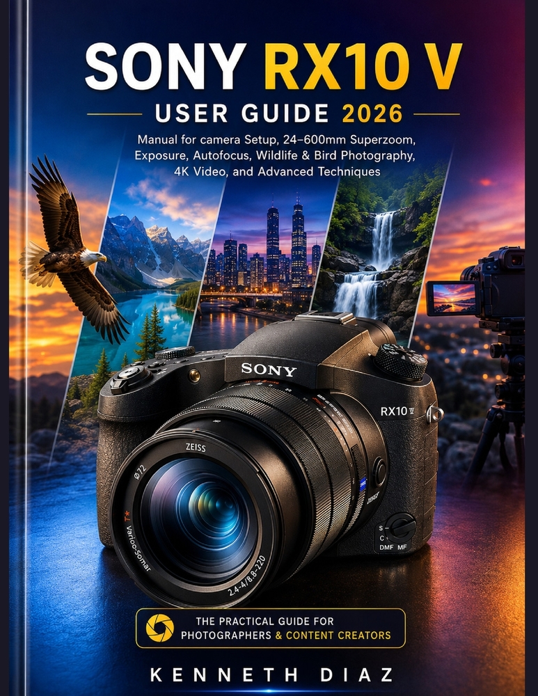 Sony RX10 V User Guide 2026: Manual for camera Setup, 24-600mm Superzoom, Exposure, Autofocus, Wildlife & Bird Photography, 4K Video, and Advanced Tec cover