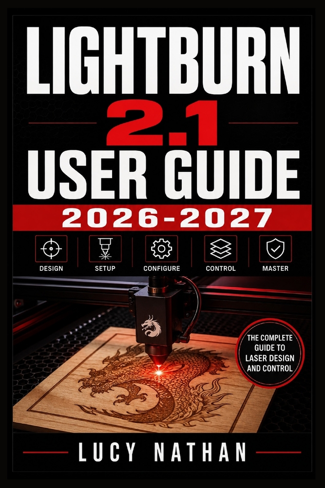 LightBurn 2.1 User Guide 2026-2027: The Complete Beginner to Expert Manual for Diode and CO2 Laser Engraving - Step-by-Step Installation, Camera Calib cover