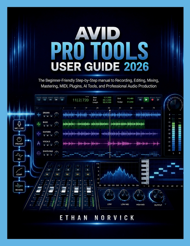 Avid Pro Tools User Guide 2026: The Beginner-Friendly Step-by-Step manual to Recording, Editing, Mixing, Mastering, MIDI, Plugins, AI Tools, and Profe cover