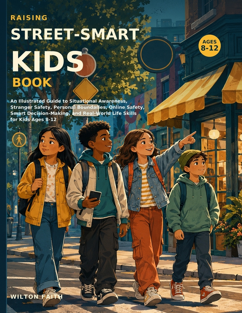Raising Street Smart Kids Book: An Illustrated Guide to Situational Awareness, Stranger Safety, Personal Boundaries, Online Safety, Smart Decision-Mak cover