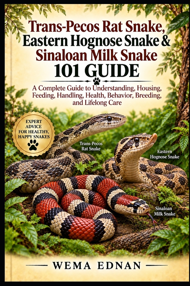 Trans-Pecos Rat Snake, Eastern Hognose Snake & Sinaloan Milk Snake 101 Guide: A Complete Guide to Understanding, Housing, Feeding, Handling, Health, B cover
