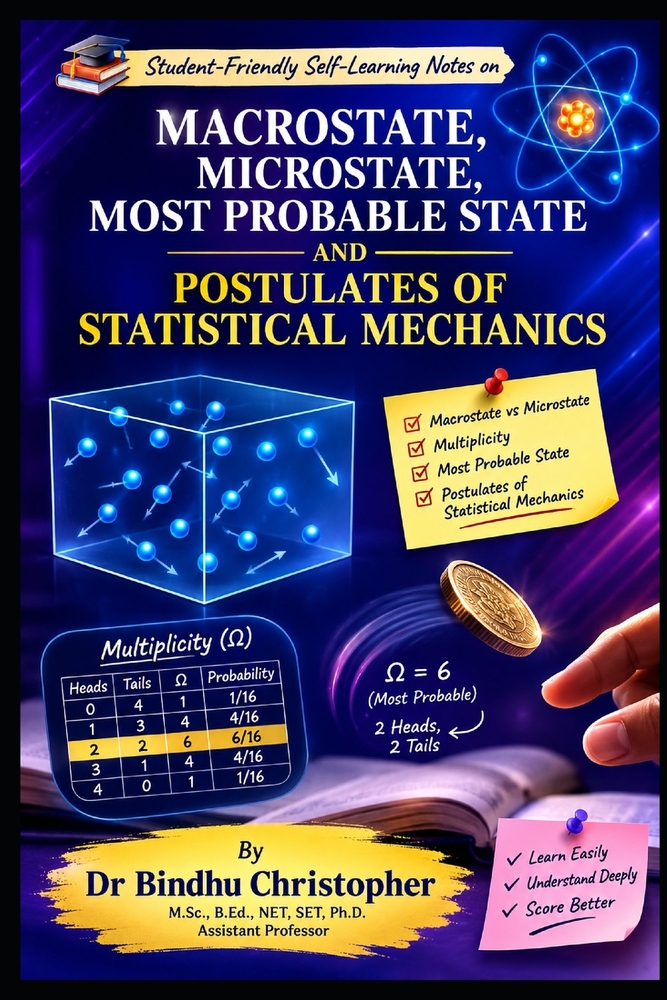 Macrostate, Microstate, Most Probable State and Postulates of Statistical Mechanics: Students friendly Self learning Book cover