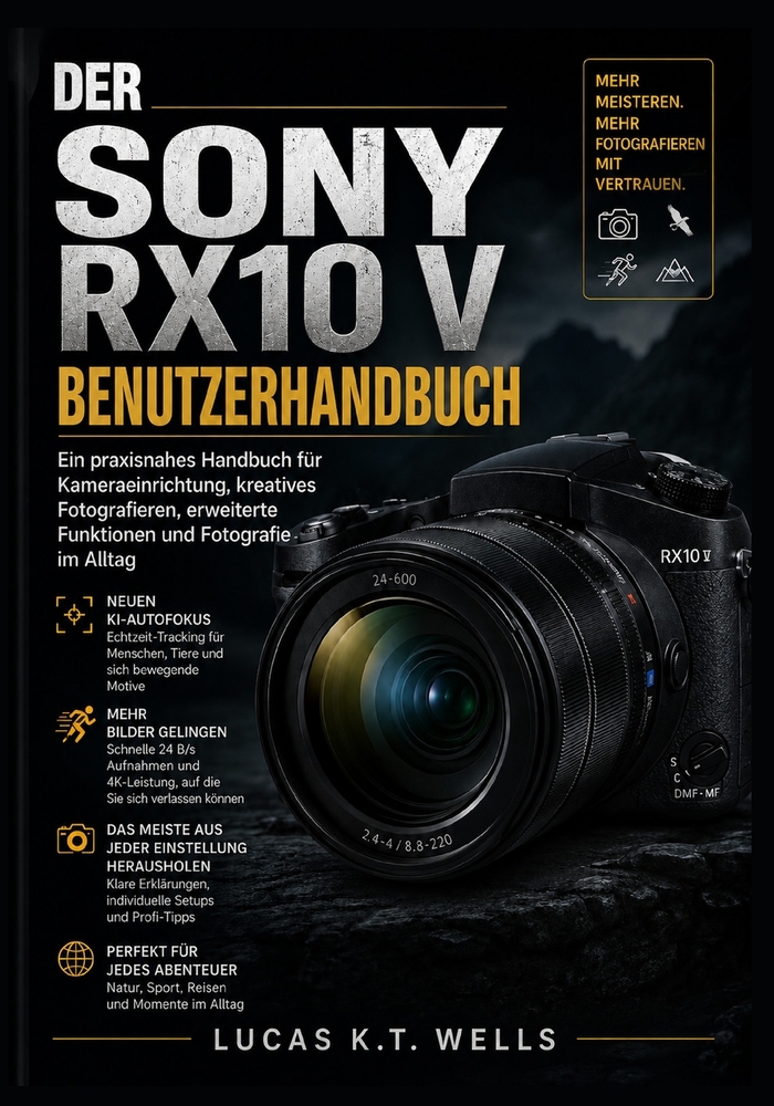 Der Sony RX10 V Benutzerhandbuch: Ein praxisnahes Handbuch für Kameraeinrichtung, kreatives Fotografieren, erweiterte Funktionen und Fotografie im All cover