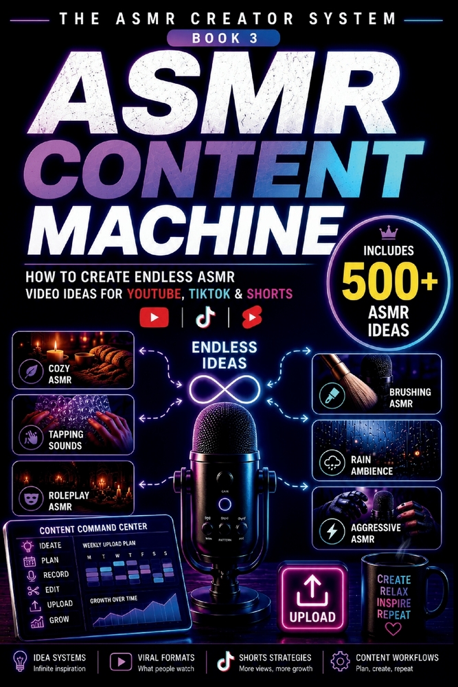 The ASMR Content Machine: How to Create Endless ASMR Video Ideas for YouTube, TikTok & Shorts cover