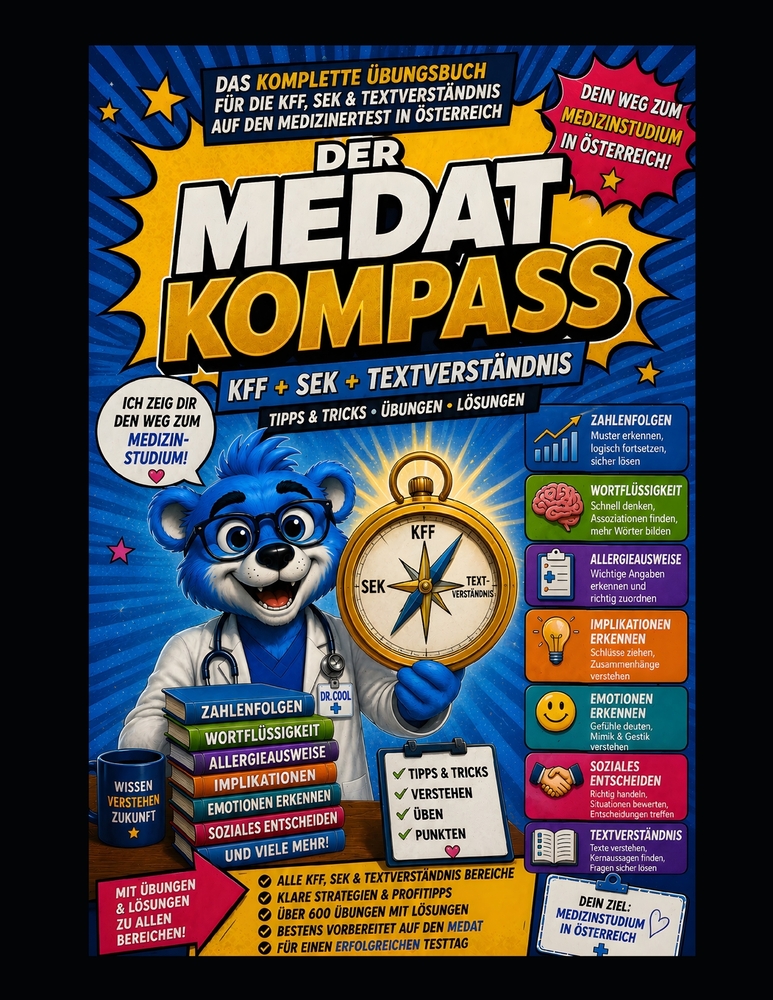 Der Medat Kompass Kff + Sek + Textverständnis Komplett: Strategien, Tipps, Tricks, Übungen und Lösungen mit Dr. Cool cover