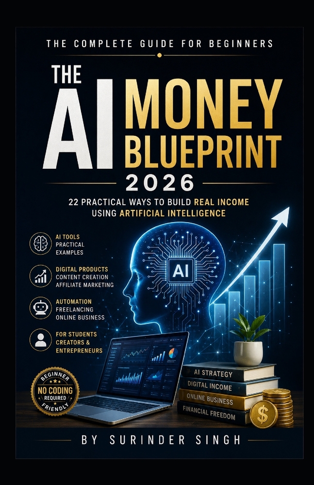 The AI Money Blueprint 2026: 22 Practical Ways to Build Real Income Using Artificial Intelligence cover