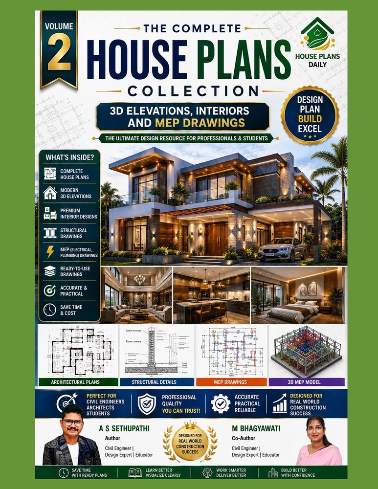 The Complete House Plans Collection Volume 2 - 3D Elevations Interiors and MEP Drawings cover