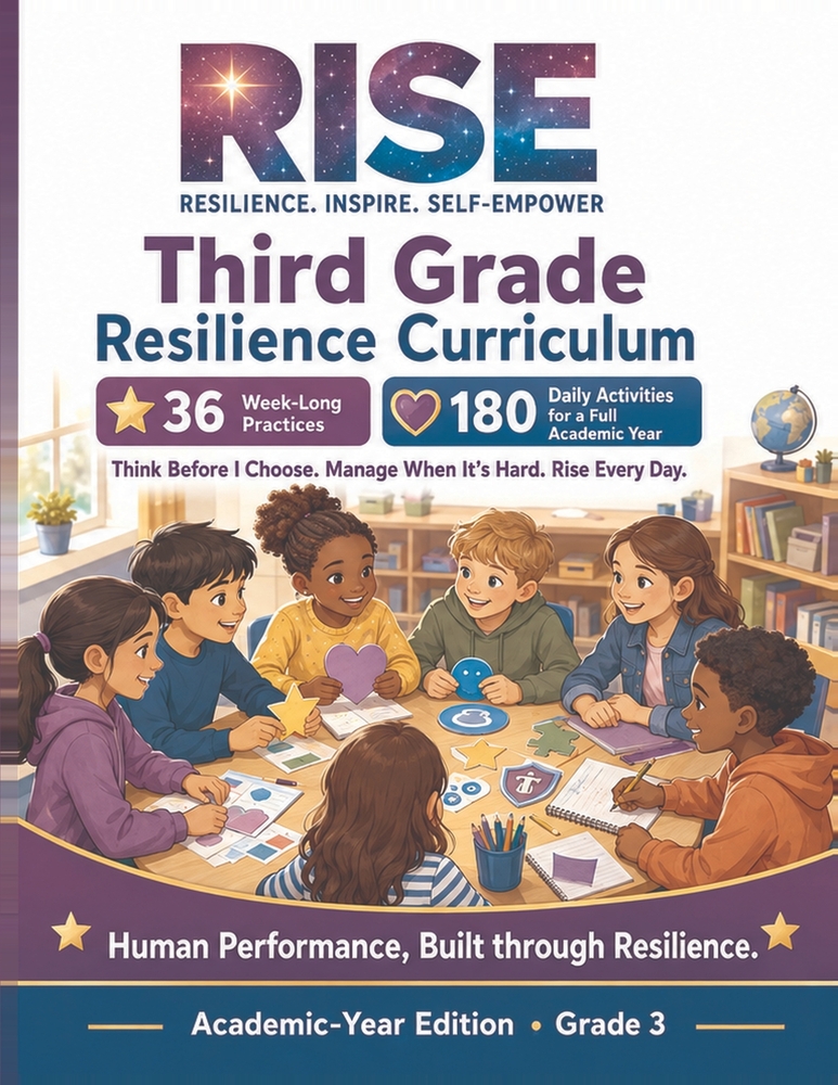 3rd Grade Resilience Curriculum: Think before I choose. Mange when it's hard. RISE every day. cover
