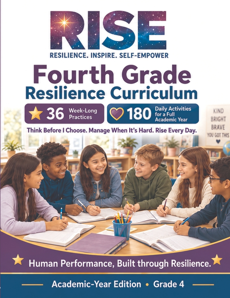 4th Grade Resilience Curriculum: Think before I choose. Manage when it's hard. RISE every day. cover