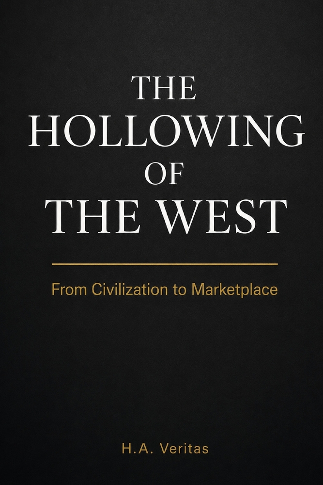 The Hollowing of the West - From Civilization to Marketplace: Post-Industrial Decline, Two-Party Deception, and the Blueprint for National Resurgence cover