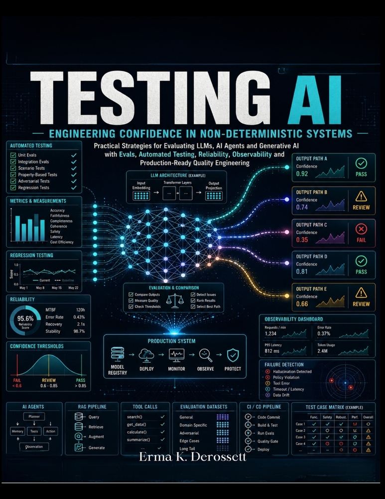 Testing AI: Engineering Confidence in Non-Deterministic Systems: Practical Strategies for Evaluating LLMs, AI Agents and Generative AI with Evals, Aut cover