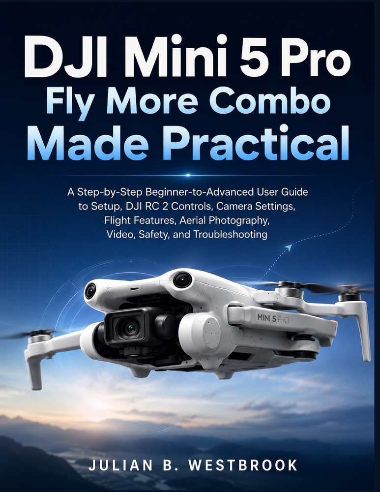 DJI Mini 5 Pro Fly More Combo Made Practical: A Step-by-Step Beginner-to-Advanced User Guide to Setup, DJI RC 2 Controls, Camera Settings, Flight Feat cover