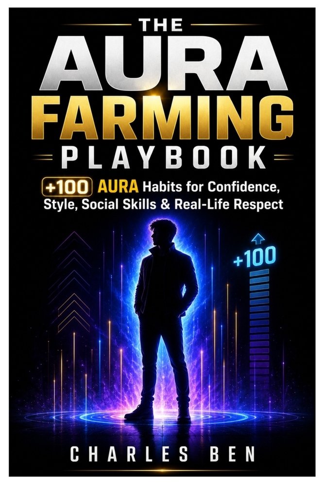 The Aura Farming Playbook: +100 Aura Habits for Confidence, Style, Social Skills & Real-Life Respect cover