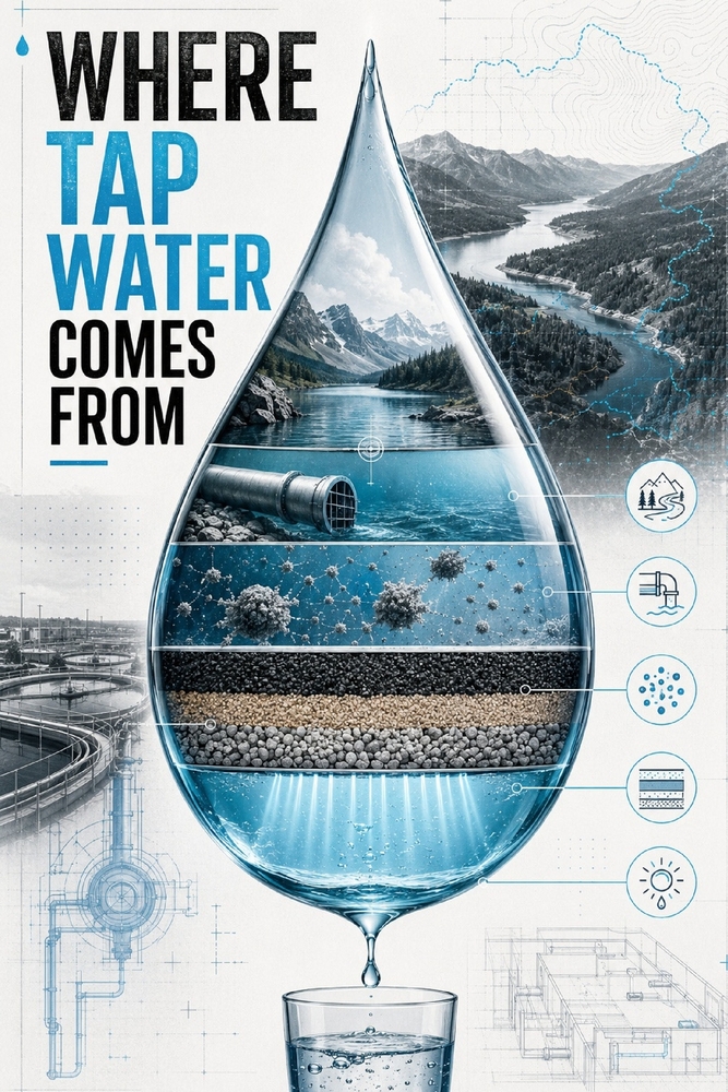 Where Tap Water Comes From: Watersheds, treatment, pipes, testing, and household filters cover