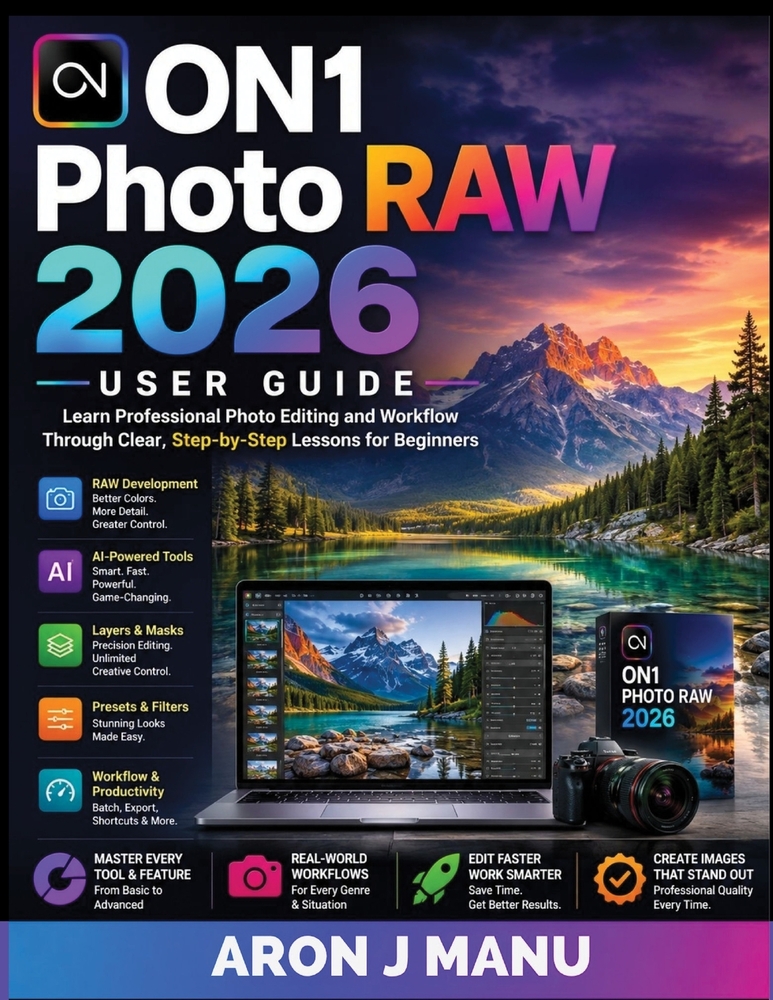 ON1 Photo RAW 2026 U S E R G U I D E: Learn Professional Photo Editing and Workflow Through Clear, Step-by-Step Lessons for Beginners cover