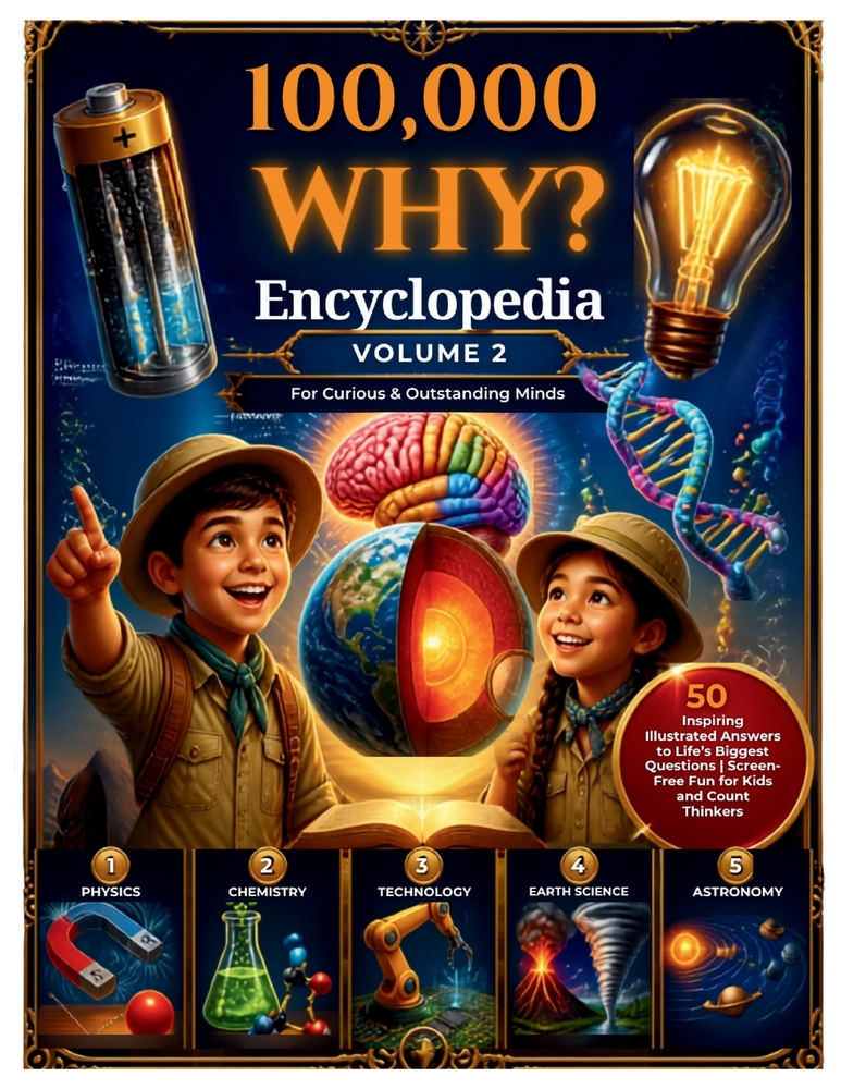 100,000 WHY? Encyclopedia ( Volume 2 ): For Curious & Outstanding Minds: 50 Inspiring Illustrated Answers to Life's Biggest Questions Screen-Free Fun cover