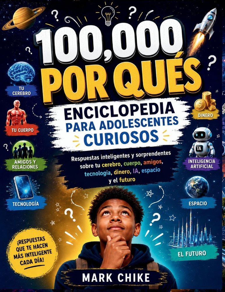 100,000 Por Qués Enciclopedia Para Jóvenes Curiosos: Respuestas inteligentes y sorprendentes sobre tu cerebro, cuerpo, amigos, tecnología, dinero, IA, cover