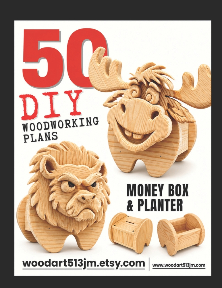 50 DIY Woodworking Plans: Animal Planter & Money Box Projects - set no.2 cover