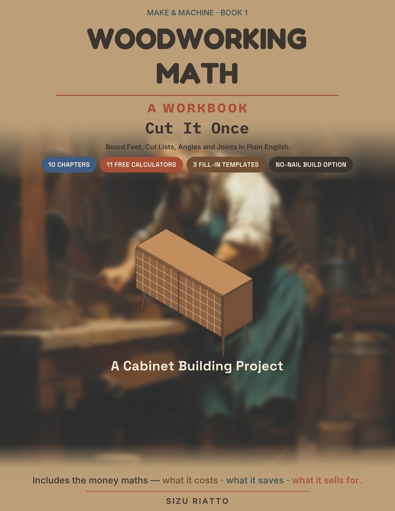 Woodworking Math: Cut It Once: Board Feet, Cut Lists, Angles and Joints in Plain English - Build a Real Piece of Furniture from Numbers You Worked Out cover
