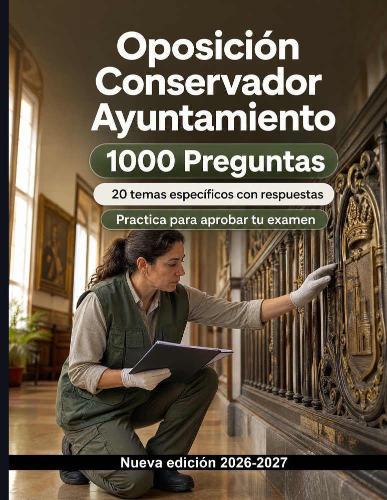 Oposición Conservador Ayuntamiento - - 1000 Preguntas test corregidas: Conservación preventiva, inventario, diagnóstico y seguridad de colecciones: pr cover