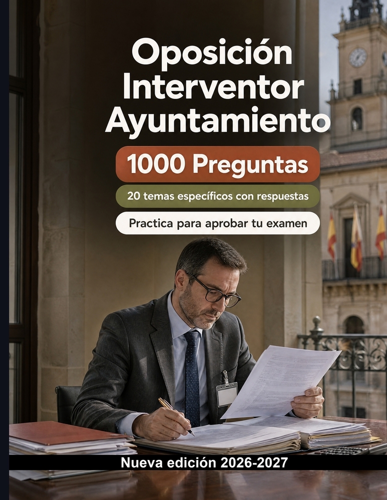 Oposición Interventor Ayuntamiento: 1000 Ejercicios de opción múltiple: Preparación completa: control interno, fiscalización previa, reparos, auditorí cover