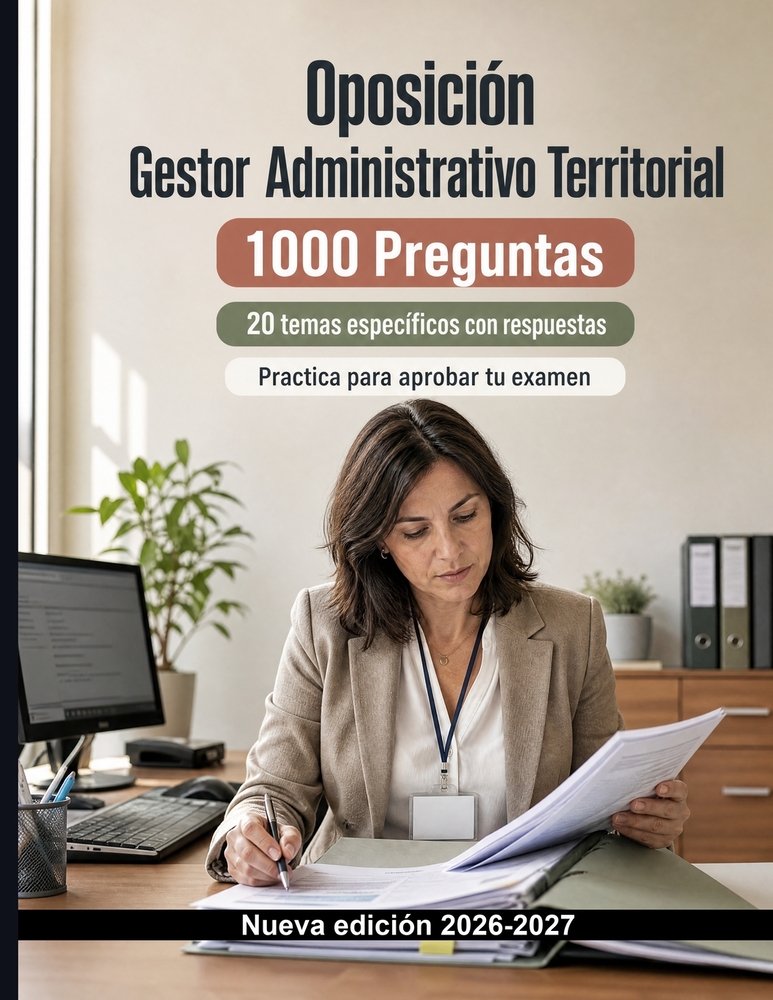 Oposición Gestor Administrativo Territorial: 1000 Tests comentados para certificarte: Fases, plazos, expedientes, archivo y protección de datos para u cover