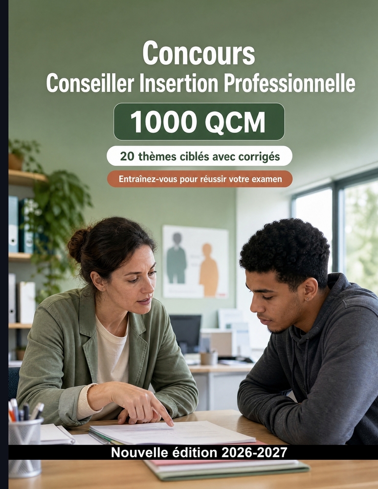 Concours Conseiller Insertion Professionnelle (2026/2027): 1000 QCM commentés pour certifier: Diagnostic socioprofessionnel, entretien et projet profe cover