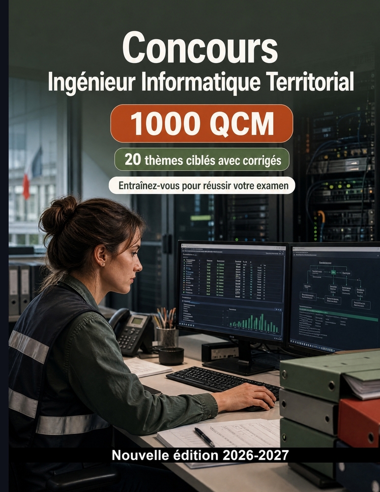 Concours Ingénieur Informatique Territorial 1000 QCM avec corrigés détaillés: Architecture des SI territoriaux, réseaux TCP/IP, cybersécurité et SQL: cover