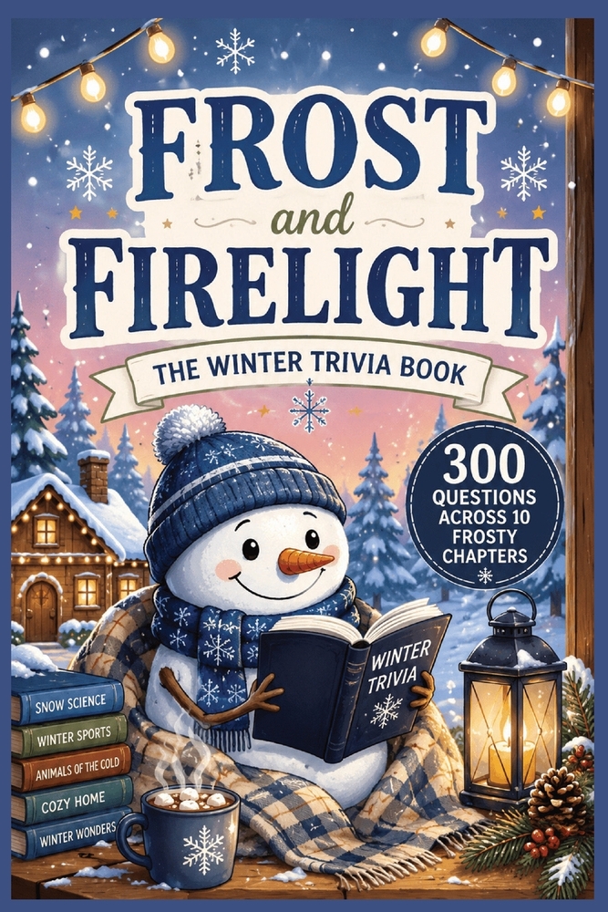 Frost and Firelight: The Winter Trivia Book: 300 Fun Questions Across 10 Frosty Chapters for Families, Friends and Cozy Game Nights cover