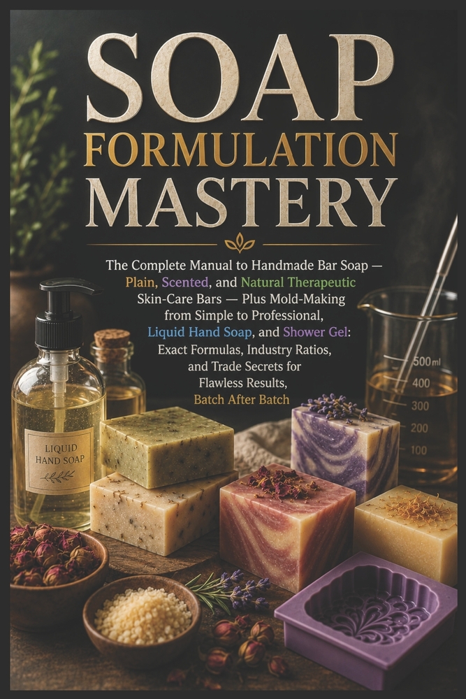 Soap Formulation Mastery: The Complete Manual to Handmade Bar Soap, Custom Molds, Liquid Hand Soap & Shower Gel: Exact Formulas and Trade Secrets for cover