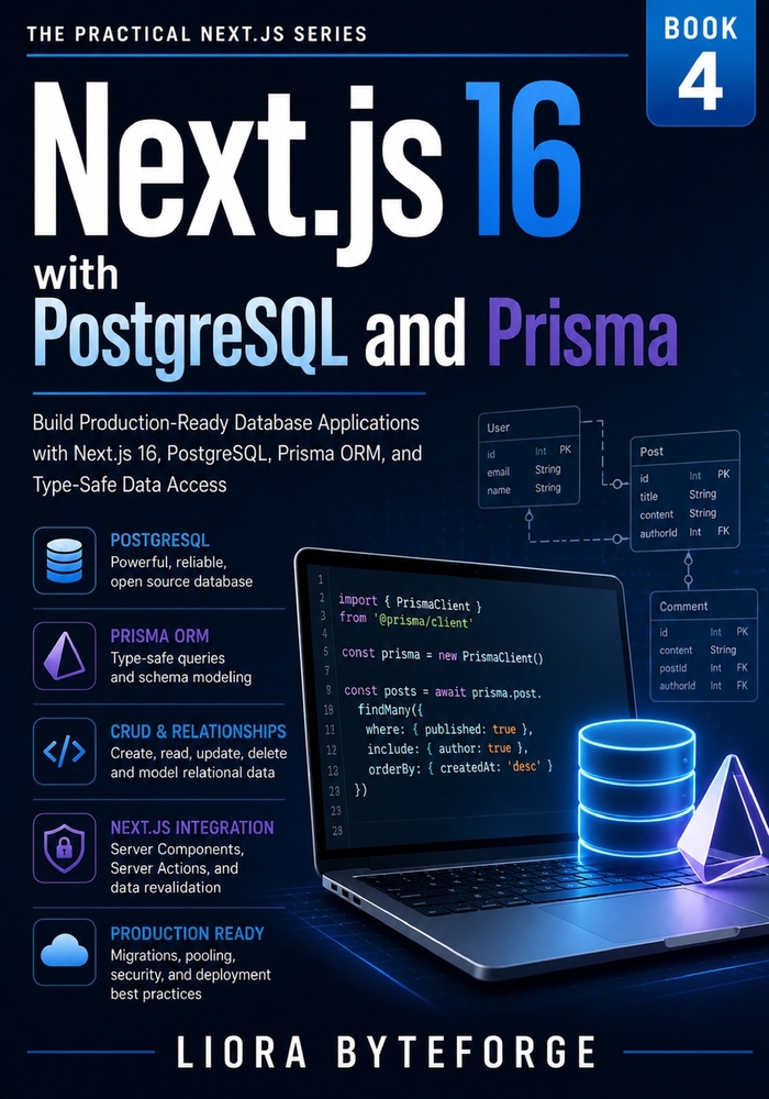 Next.js with PostgreSQL and Prisma: Build Production-Ready Database Applications with Next.js 16, PostgreSQL, Prisma ORM, and Type-Safe Data Access cover