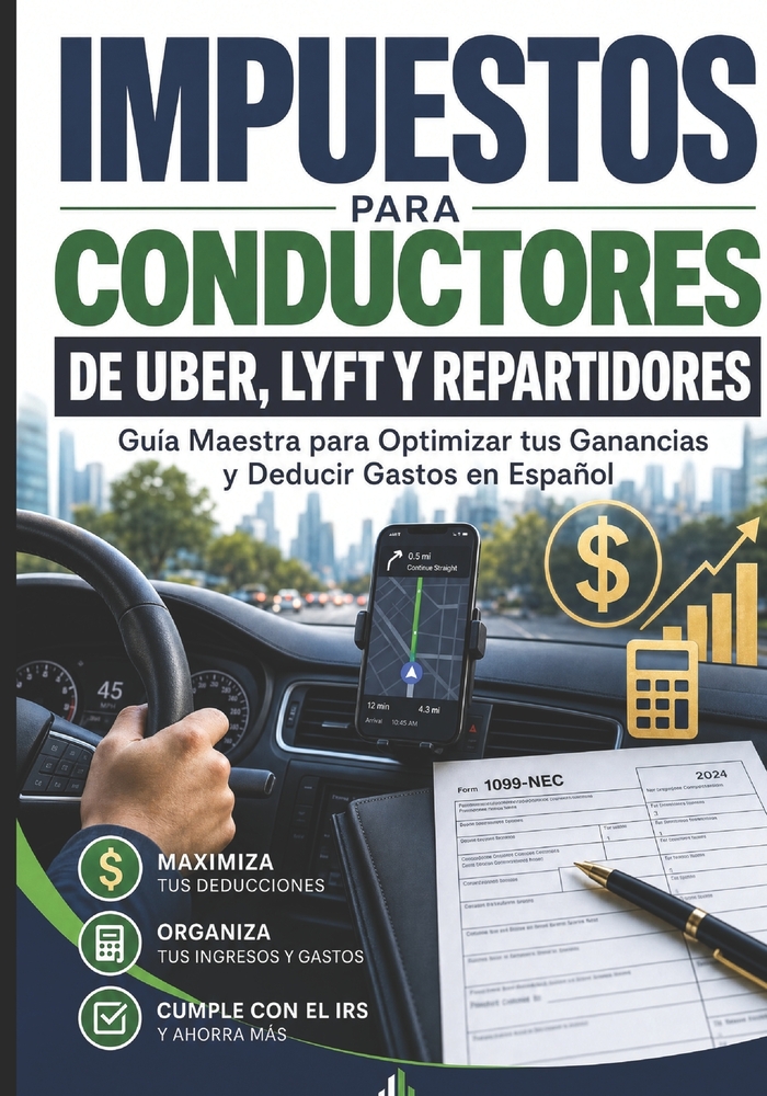 Impuestos para Conductores de Uber, Lyft y Repartidores: Guia Maestra para Optimizar tus Ganancias y deducir gastos en Español cover