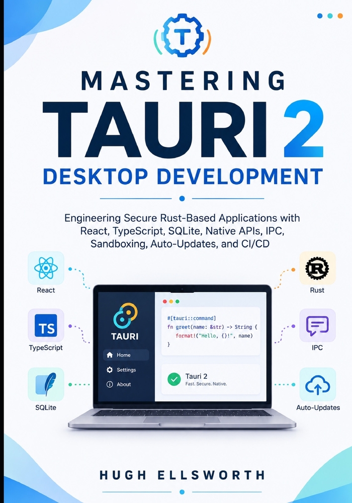 Mastering Tauri 2 Desktop Development: Engineering Secure Rust-Based Applications with React, TypeScript, SQLite, Native APIs, IPC, Sandboxing, Auto-U cover