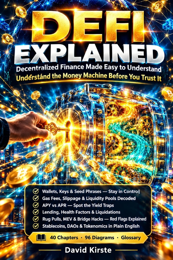 Defi Explained: The Plain-English Guide to Decentralized Finance - Wallets, Gas Fees, Yield Farming, Stablecoins, DAOs, and the Risks No One Explains cover