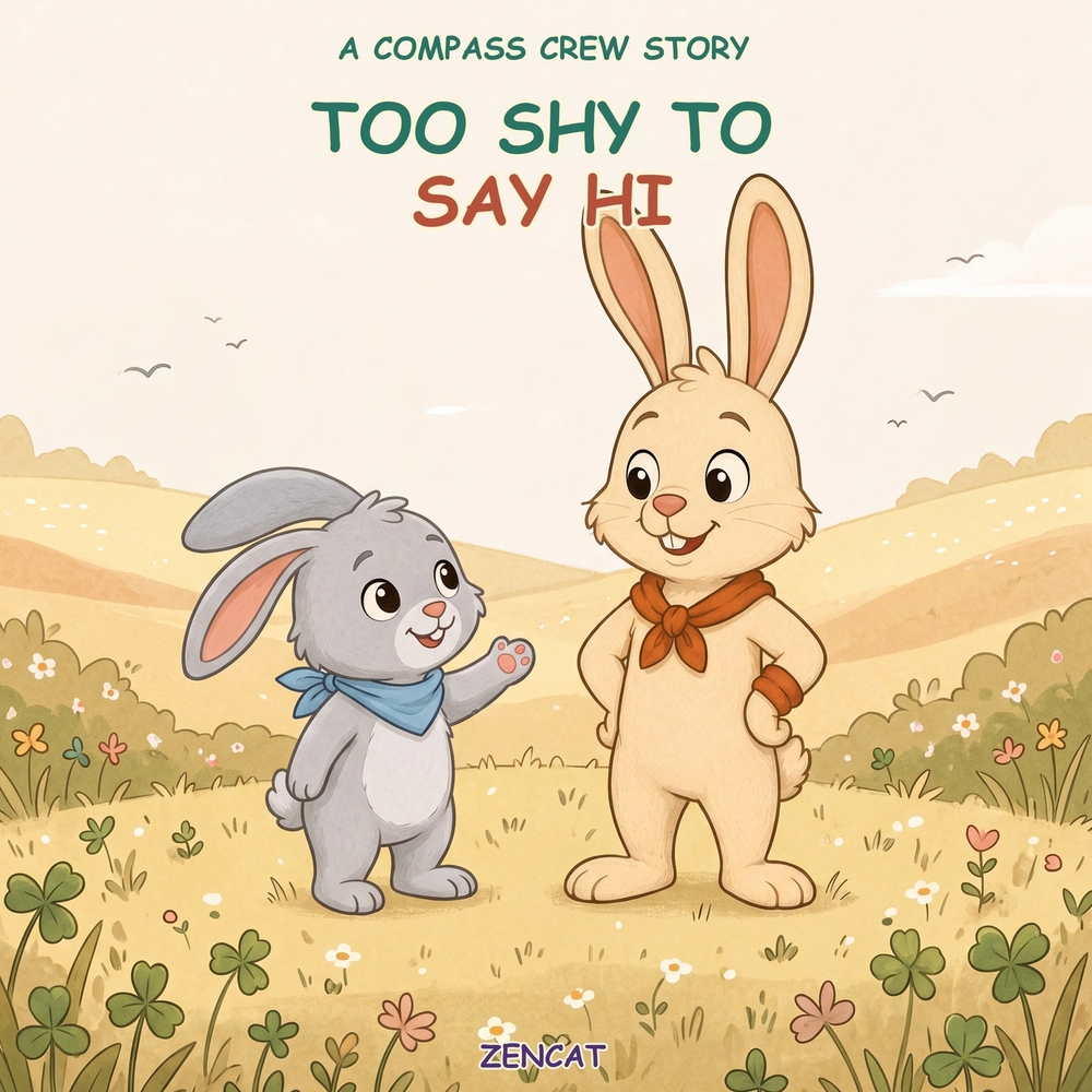 Too Shy to Say Hi: A Compass Crew Story About Shyness And Meeting Someone New for Kids Ages 4-8 cover