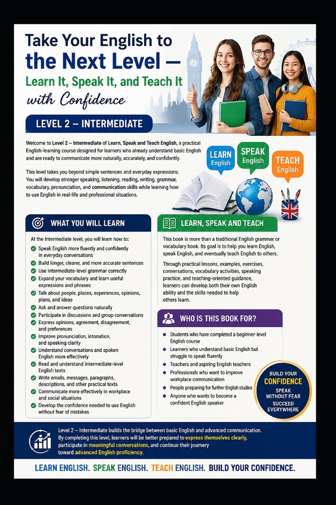 Learn, Speak and Teach English - Level 2 - Intermediate: Quick Learning English Course cover
