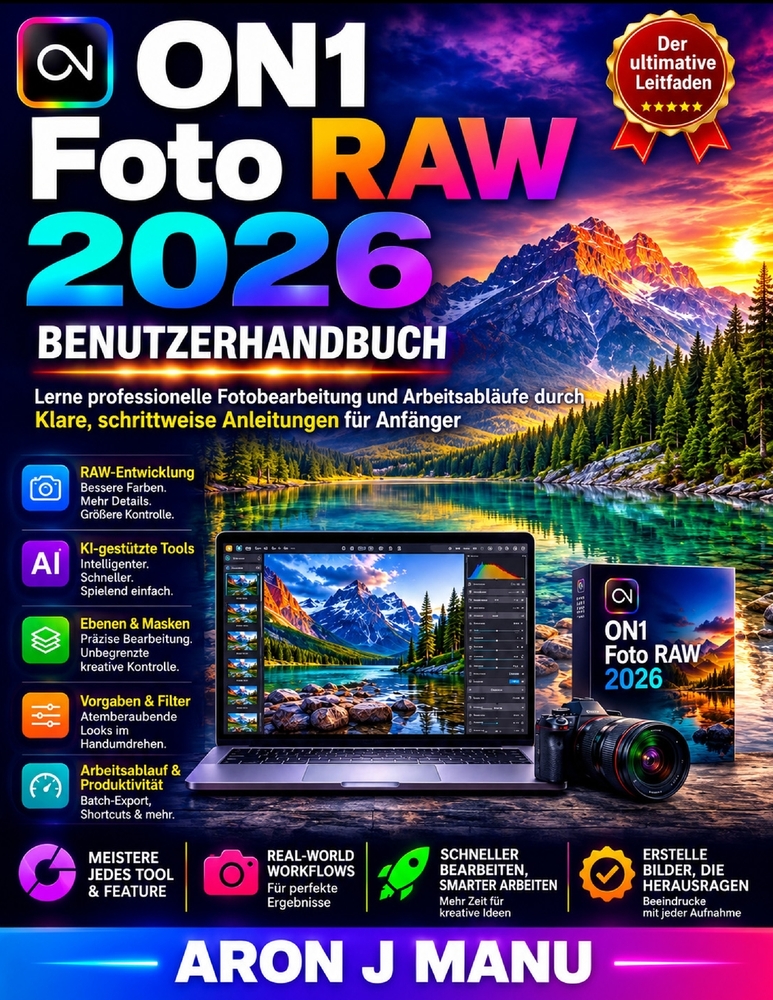 ON1 Foto RAW 2026 BENUTZERHANDBUCH: Lerne professionelle Fotobearbeitung und Arbeitsabläufe durch Klare, schrittweise Anleitungen für Anfänger cover